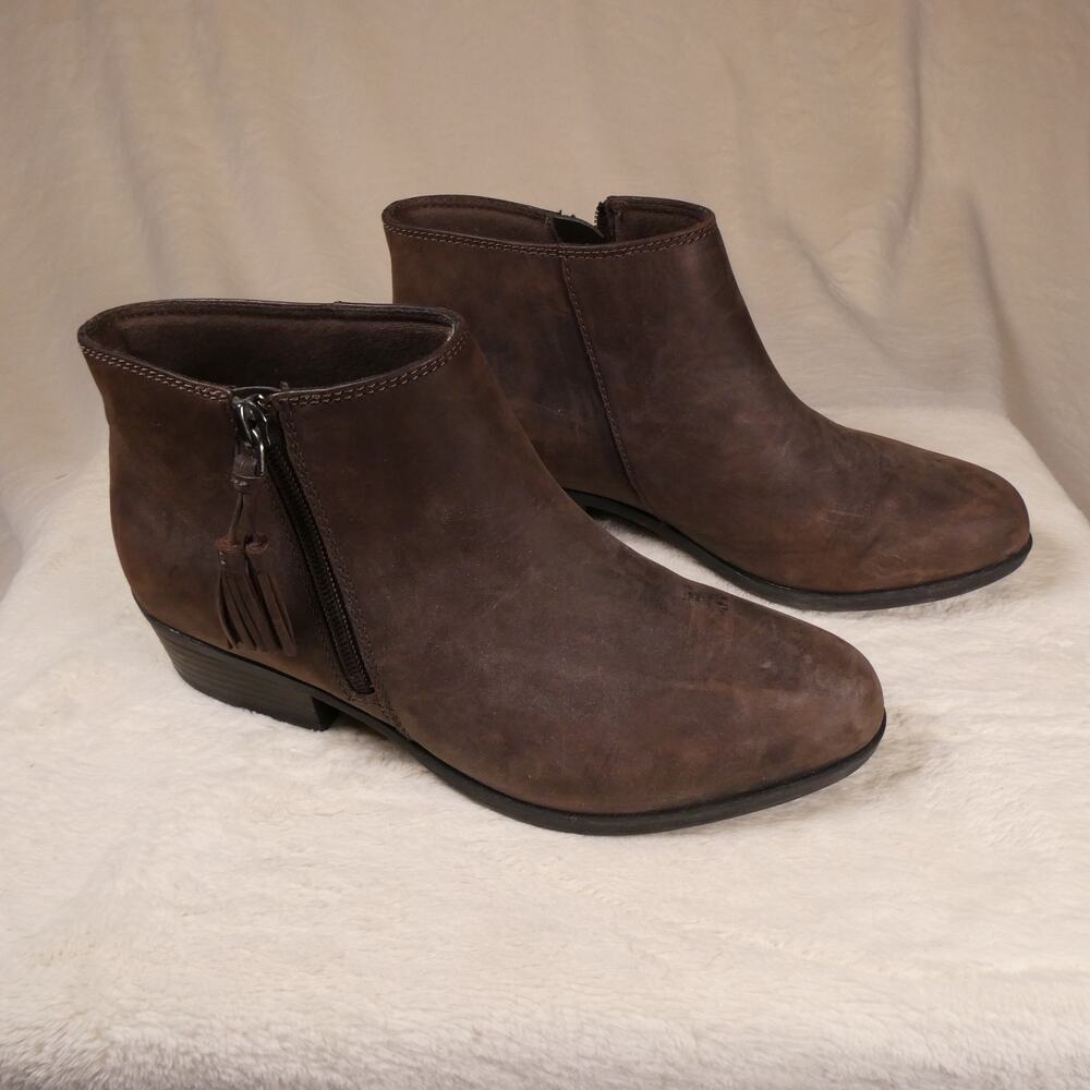 Collection by Clarks Addiy Terri Ankle Boot Size 7.5 Leather Booties Side Zip